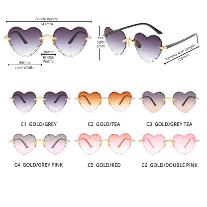 Lovely Rimless Heart Shape Women Sunglasses