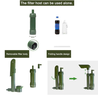 Outdoor Water Filtration Purifier Pump Portable for Hiking, Camping Survival Emergency Tool