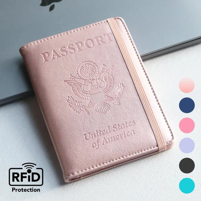 RFID-Safe PU Leather Passport Holder Durable Travel Wallet Document Organizer