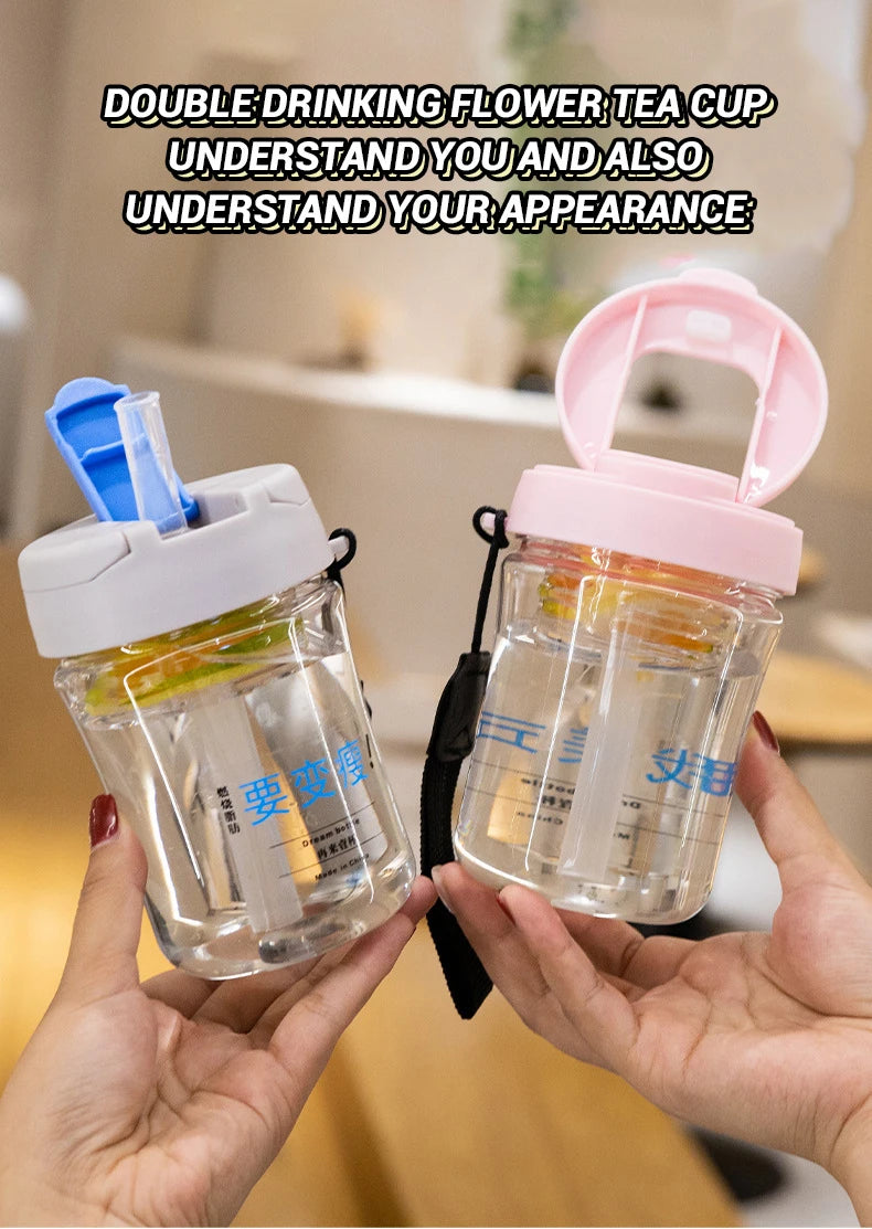 Children Portable Water Bottle With Tea Filter, Leakproof Lid 500ml