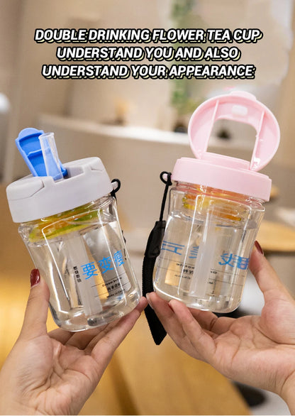 Children Portable Water Bottle With Tea Filter, Leakproof Lid 500ml