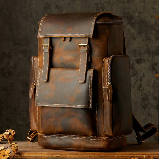 Large Vintage Handmade Genuine Leather Shoulder Bag
