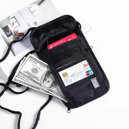 RFID Passport ID Bag Waterproof Document Pouch Passport Bag Neck Wallet Packet ID Credit Card Holder