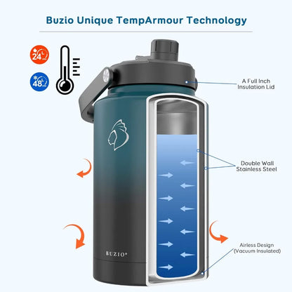 One Gallon Vacuum Insulated 18/8 Food-Grade Stainless Steel Jug, with 2 Stainless Steel cups