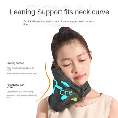 Memory Foam Pillow, Neck Support Cushion with Washable Cover for Plane, Train and Car