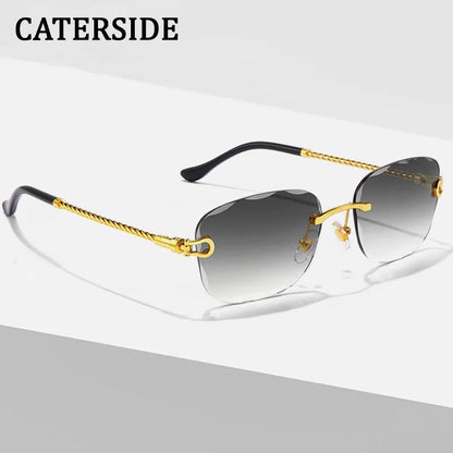 Rimless Retro Sunglasses Unisex Design
