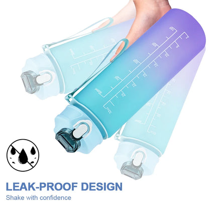 900ML  Motivational Portable Water Bottle with Time Marker Leak-proof Top