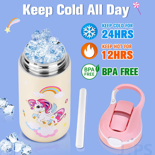 400ML Children Thermal Bottle Unicorn Water Bottle for Travel or School Free of BPA