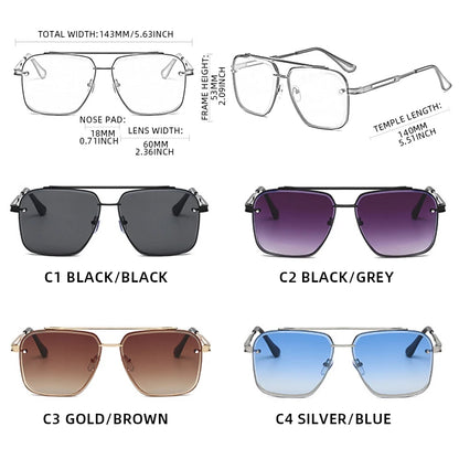 Luxury Classic Black Metal Square Sunglasses unisex