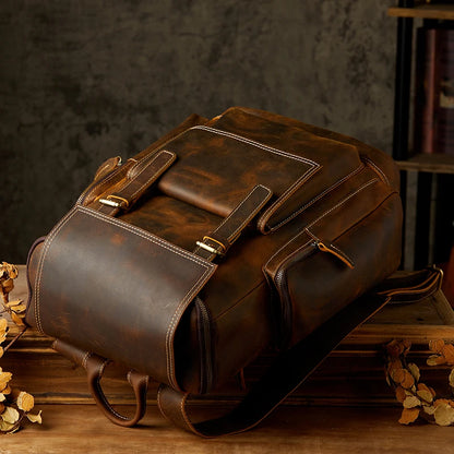 Large Vintage Handmade Genuine Leather Shoulder Bag