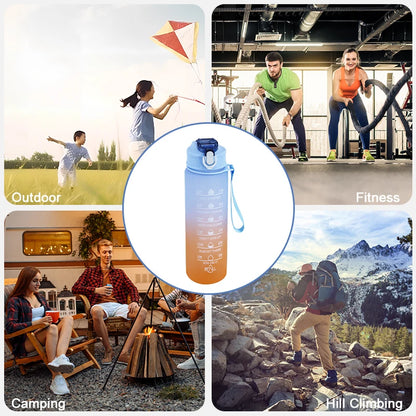 900ML  Motivational Portable Water Bottle with Time Marker Leak-proof Top