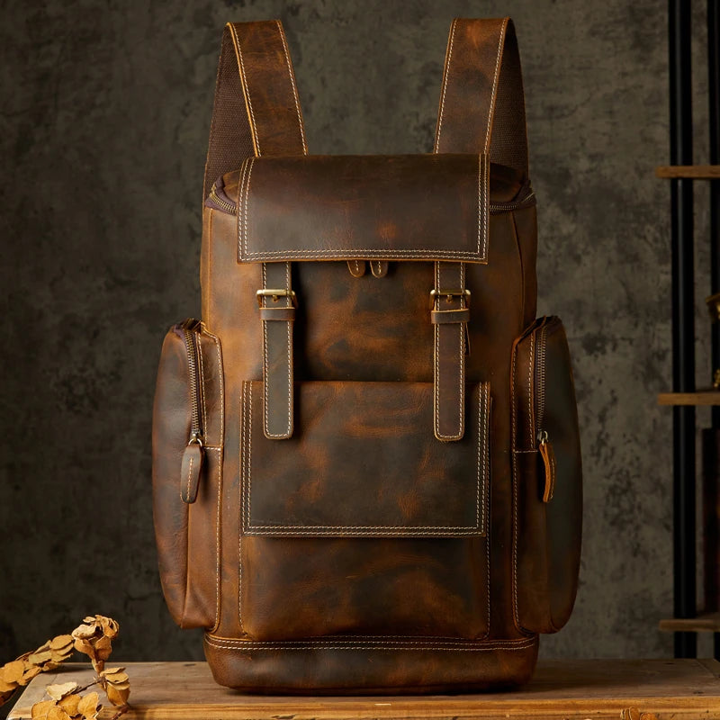 Large Vintage Handmade Genuine Leather Shoulder Bag
