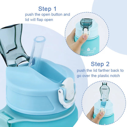 900ML  Motivational Portable Water Bottle with Time Marker Leak-proof Top