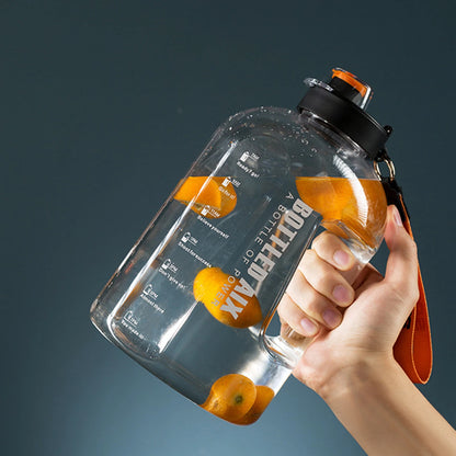 2200ML Large Capacity Color Water Bottle with Time Marker, Handle Strap Wide Mouth Opening