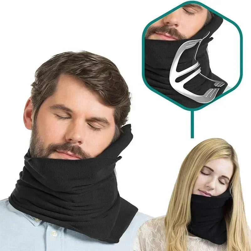 Ergonomic Neck Pillow for Airplane Travel, Car Side Sleeping and Office Napping