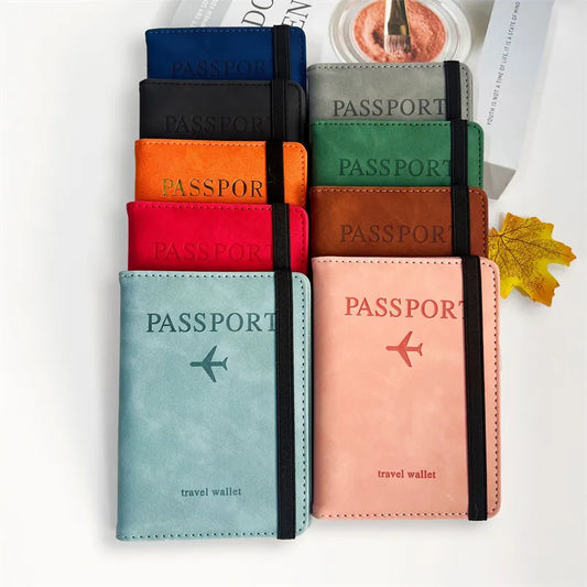 RFID Vintage Business Passport Covers Holder Multi-Function ID Bank Card PU Leather Wallet Case Travel Accessories