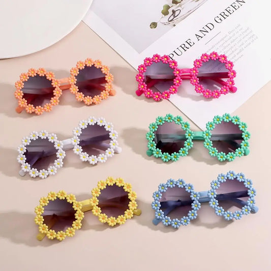 Children Cute Acrylic Flower Outdoor Sun Protection Sunglasses