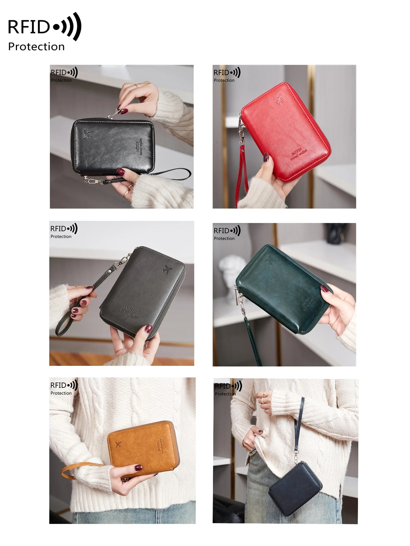 RFID passport holder multifunctional PU leather wallet holder unisex