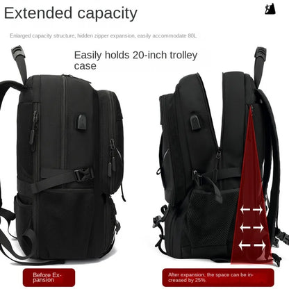 Large Expandable Travel Laptop Backpack with USB Charging and Shoes Pocket