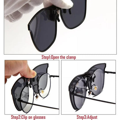 Polarized Clip On Sunglasses with Photochromic Night Vision and Anti Glare