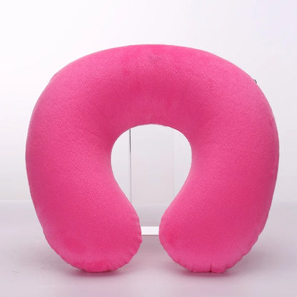 Inflatable Headrest U-shaped with Short Plush Cover 9 Colors