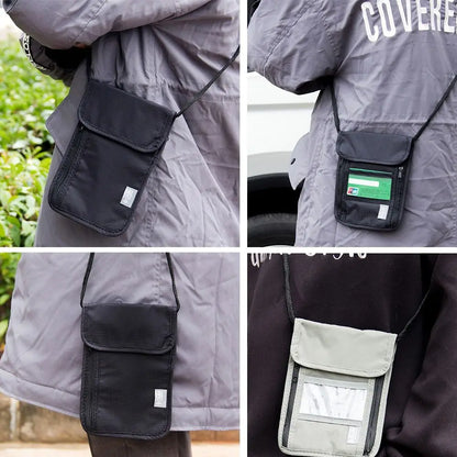 RFID Passport ID Bag Waterproof Document Pouch Passport Bag Neck Wallet Packet ID Credit Card Holder