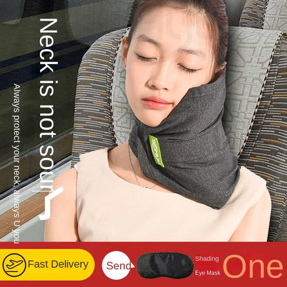 Memory Foam Pillow, Neck Support Cushion with Washable Cover for Plane, Train and Car
