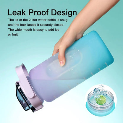 2L Water Bottle With Straw Large Capacity Sports Bottle BPA Free