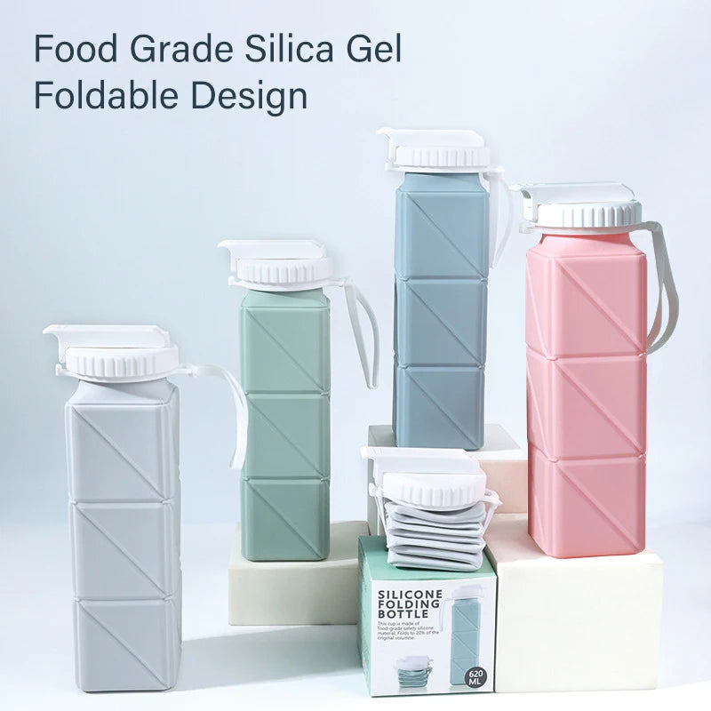 620ml Folding Silicone Portable Water Bottle for Sports and Travel