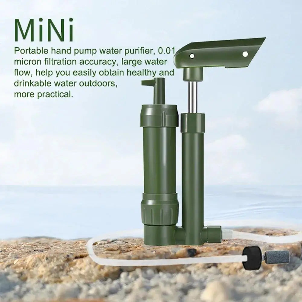 Outdoor Water Filtration Purifier Pump Portable for Hiking, Camping Survival Emergency Tool