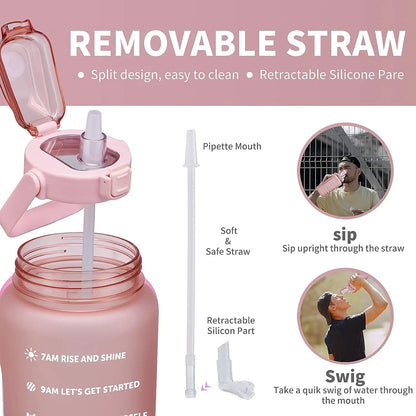 2L Water Bottle With Straw Large Capacity Sports Bottle BPA Free