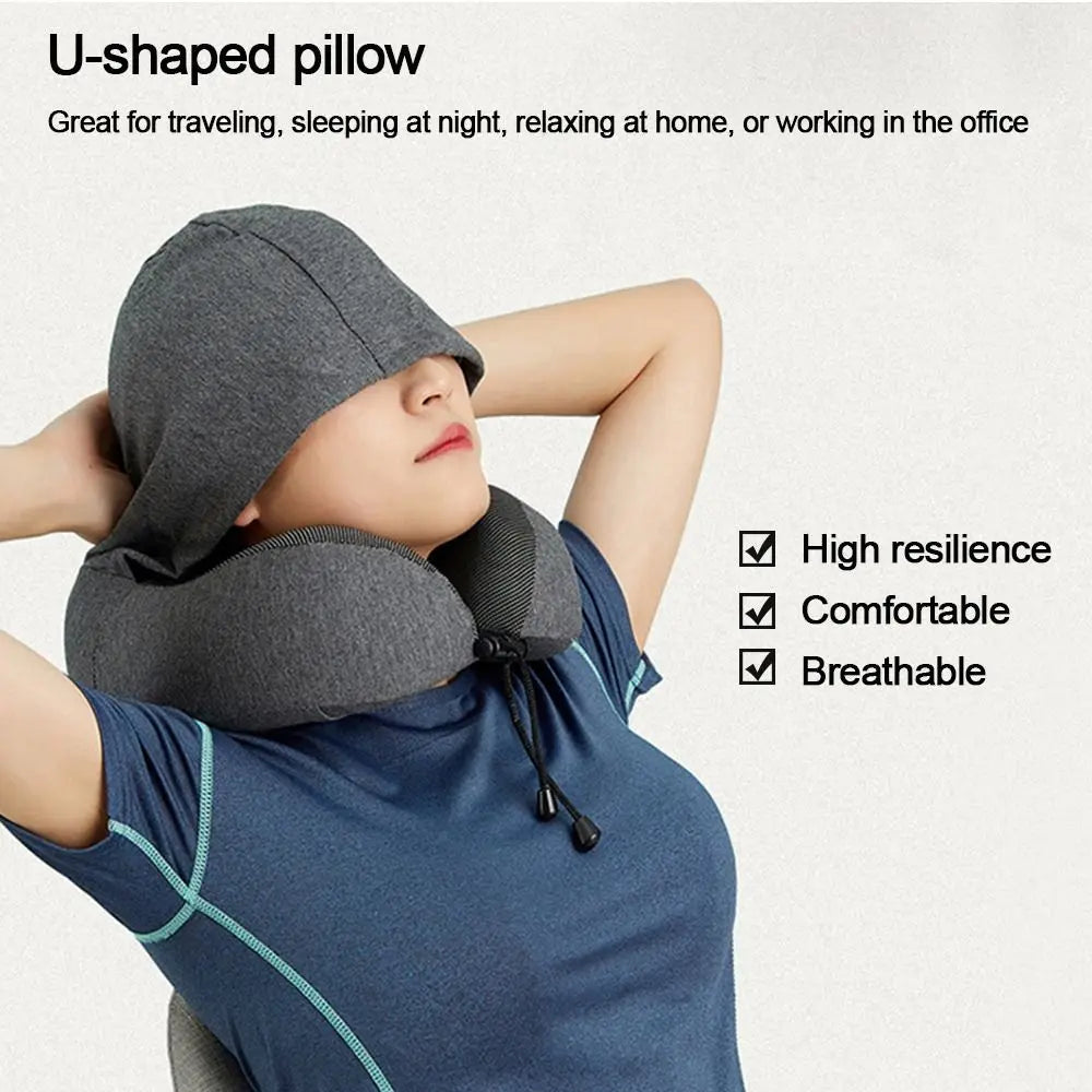 U-Shaped Hooded Travel Pillow
