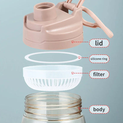 1.5 Liter Sport Water Bottle with Filter 2200ml Large Capacity Drinking Kettle