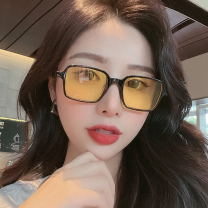 Square Retro Unisex Sun Glasses Ocean Lenses Yellow with UV Lens