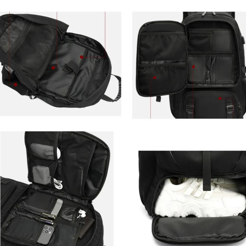 Large Expandable Travel Laptop Backpack with USB Charging and Shoes Pocket