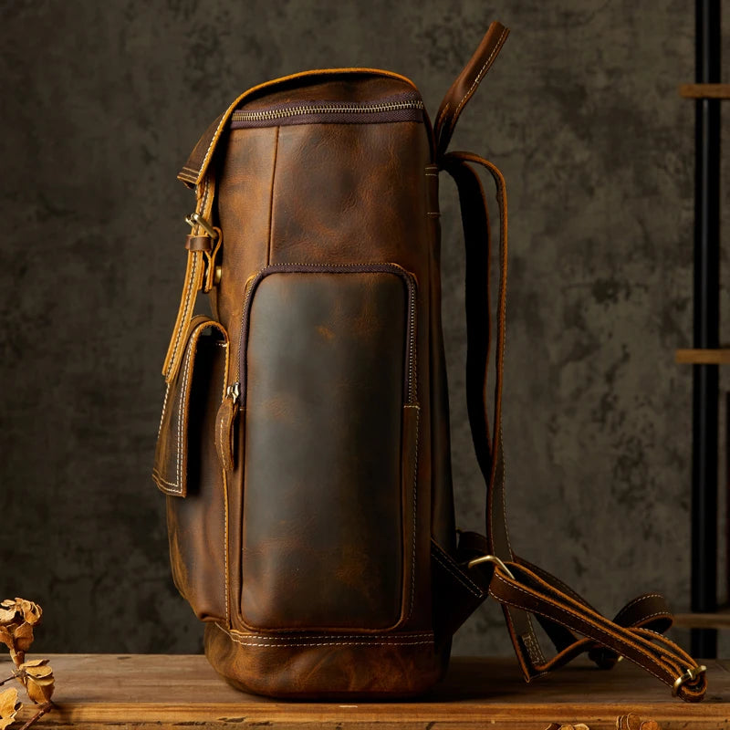 Large Vintage Handmade Genuine Leather Shoulder Bag