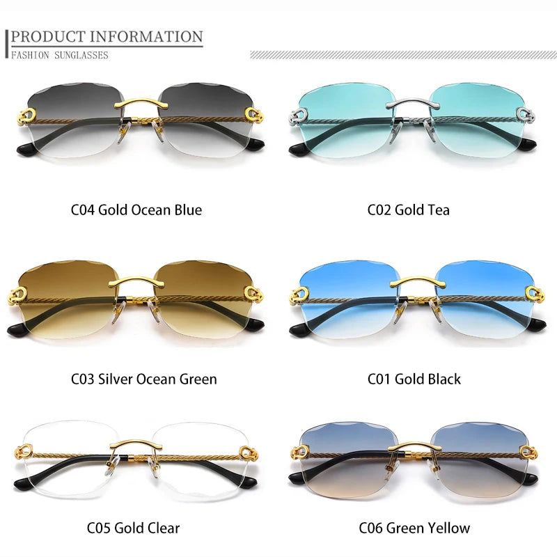 Rimless Retro Sunglasses Unisex Design