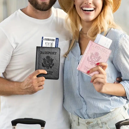 PU Leather Slim Passport Holder With Waterproof Vaccine Card Slots