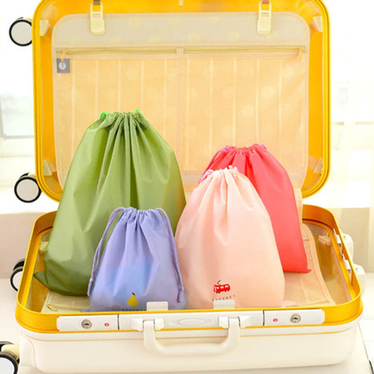 1pc Drawstring Bags For Travel. Essential Waterproof Pouch