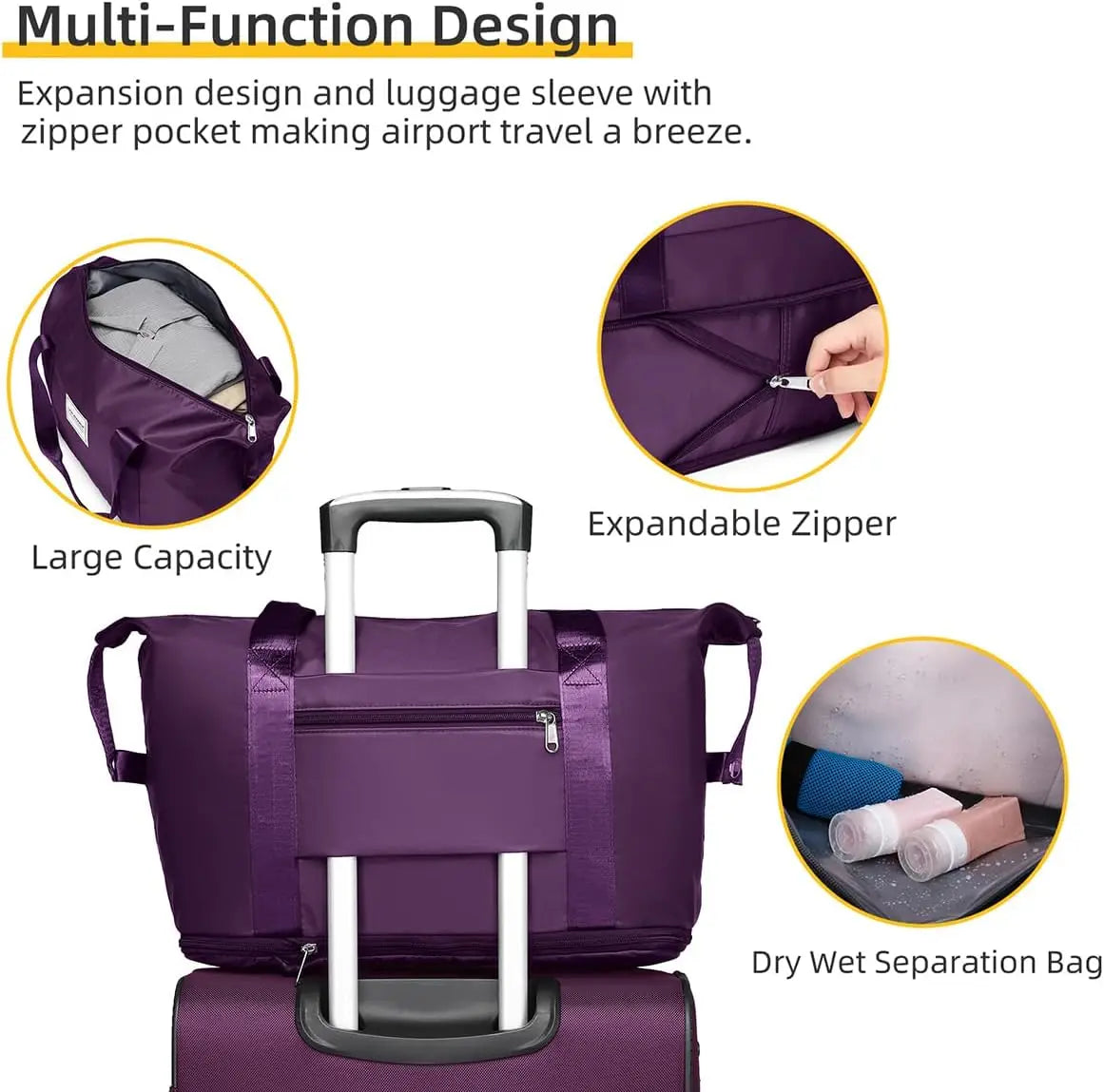 Softside Luggage Sets 4 Piece with Duffel Bag, Expandable Rolling Suitcases Set and Spinner Wheels