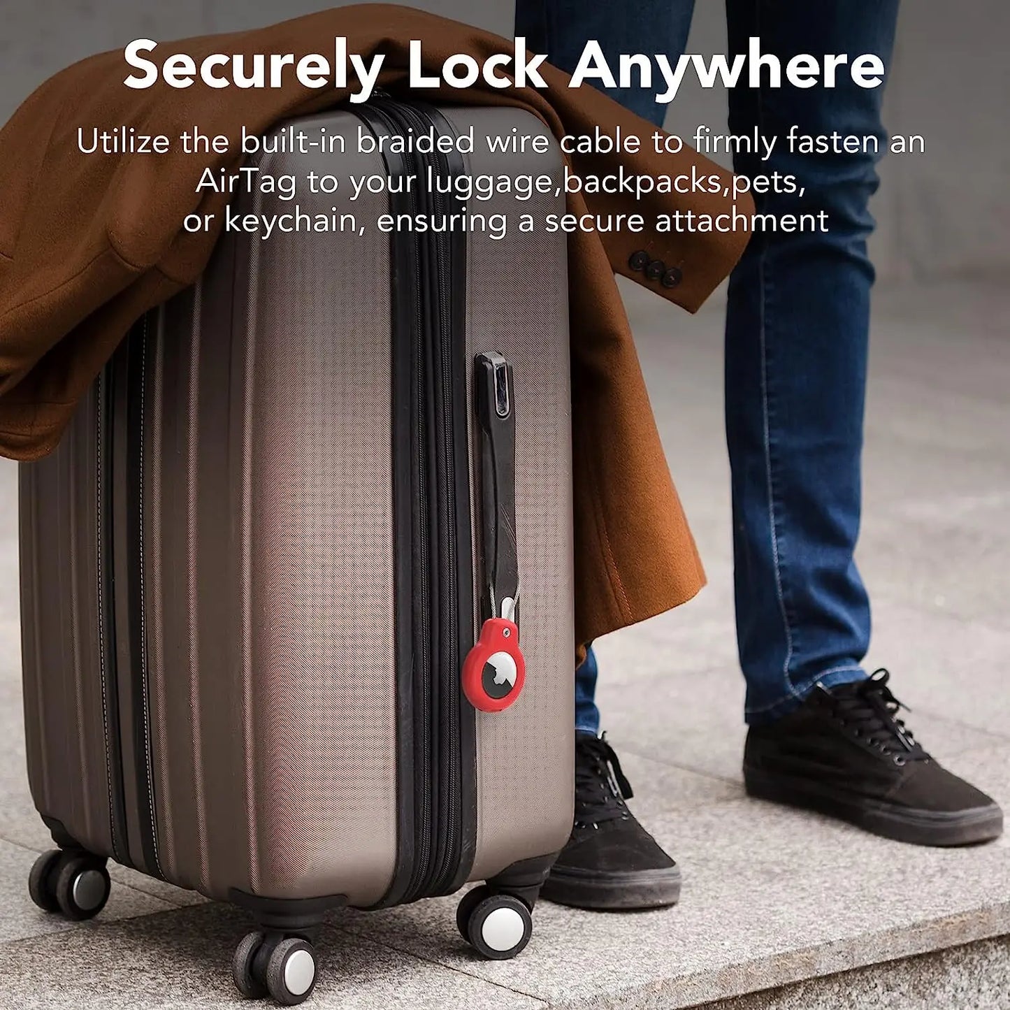 Wire Cable Air Tag Lock Case Keychain, Key Ring, and Key Chain Luggage tag for Keys
