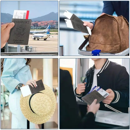 PU Leather Slim Passport Holder With Waterproof Vaccine Card Slots