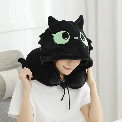 Cartoon Neck Pillow  Dual-purpose U-shaped Pillow Black Cat Series