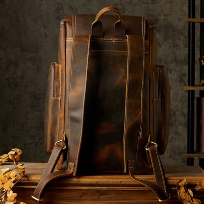 Large Vintage Handmade Genuine Leather Shoulder Bag