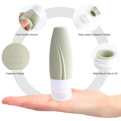 Travel Bottles, Leak Proof BPA Free Refillable Squeezable Silicone Tubes