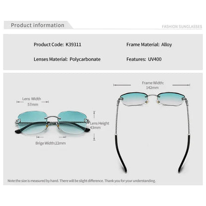 Rimless Retro Sunglasses Unisex Design