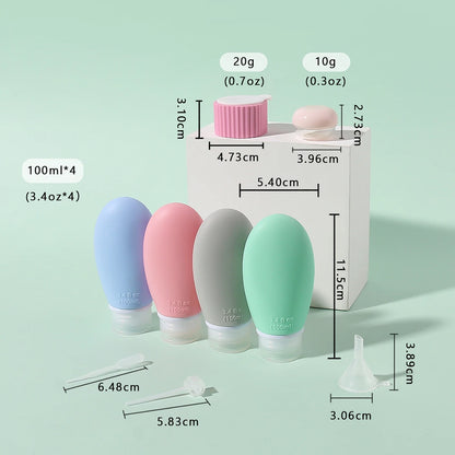 9 Pcs Empty Travel Size Squeeze Silicone Bottles Set Leak-Proof Design Kit for Toiletries Shampoo, Conditioner, Lotion