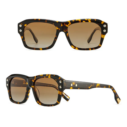 Acetate Square Rectangular Polarized Eyewear with Uv400 Lens