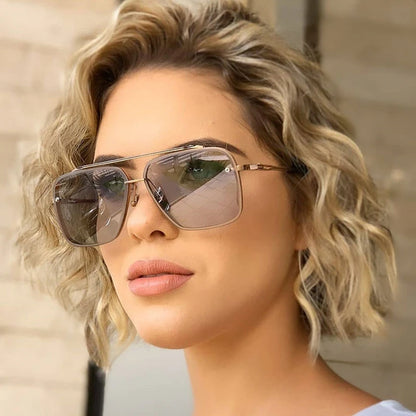 Luxury Classic Black Metal Square Sunglasses unisex