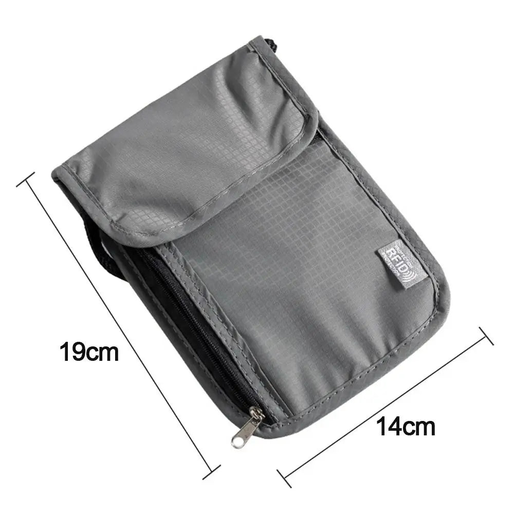 RFID Passport ID Bag Waterproof Document Pouch Passport Bag Neck Wallet Packet ID Credit Card Holder
